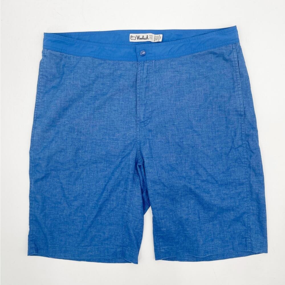 WOOLRICH Shorts Eco Rich Hemp Blue Quick Dry Wrinkle Release 50 UPF SZ 36 Waist